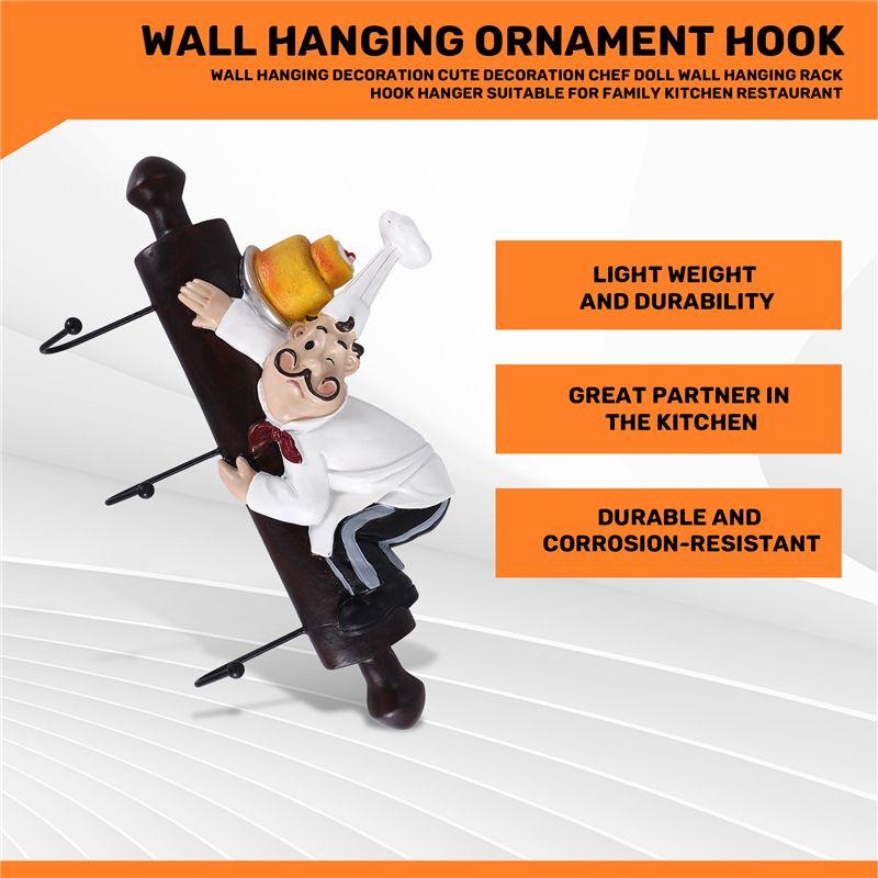 Good-Wall Hanging Decoration Cute Decoration Chef Wall Hanging Rack Hook Hanger Suitable For Family Kitchen Restaurant