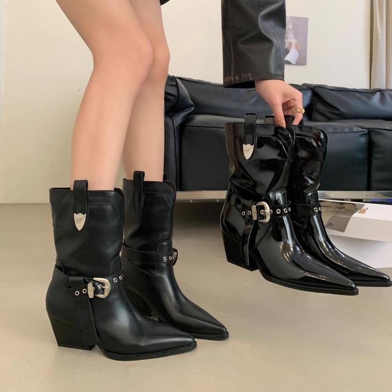 Designer 2025 New Women Ankle Boots Sexy Pointed Toe High Heels Shoes Brand Chunky Shoes Winter Boots Woman Pumps Botas