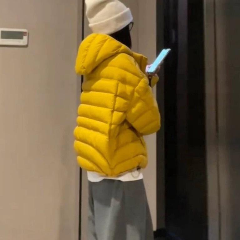 Winter women's hooded ribs cotton clothes loose silhouette small man versatile thickened cold-proof jacket