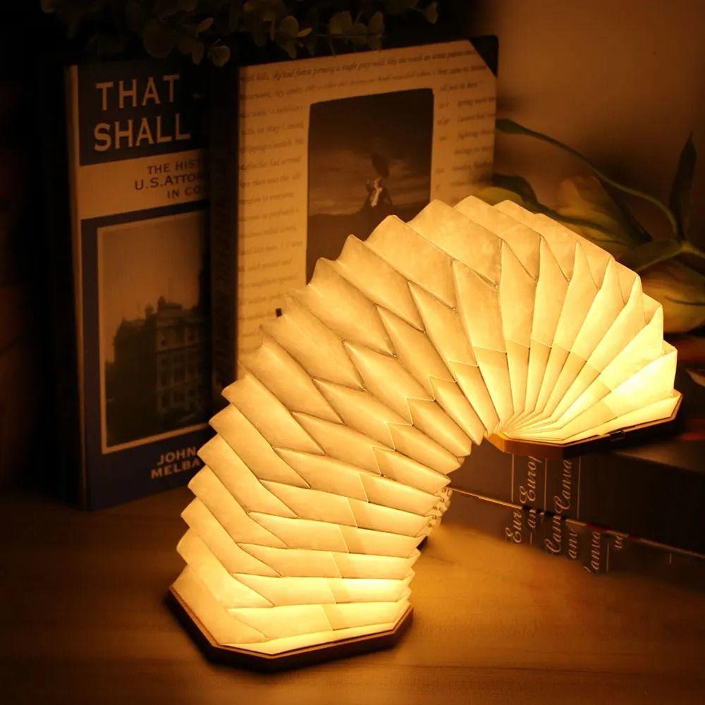 2 Colors Lights Folding Book Lamp Portable Led Table Lamp Wooden Flip Night Light  Birthday Gift