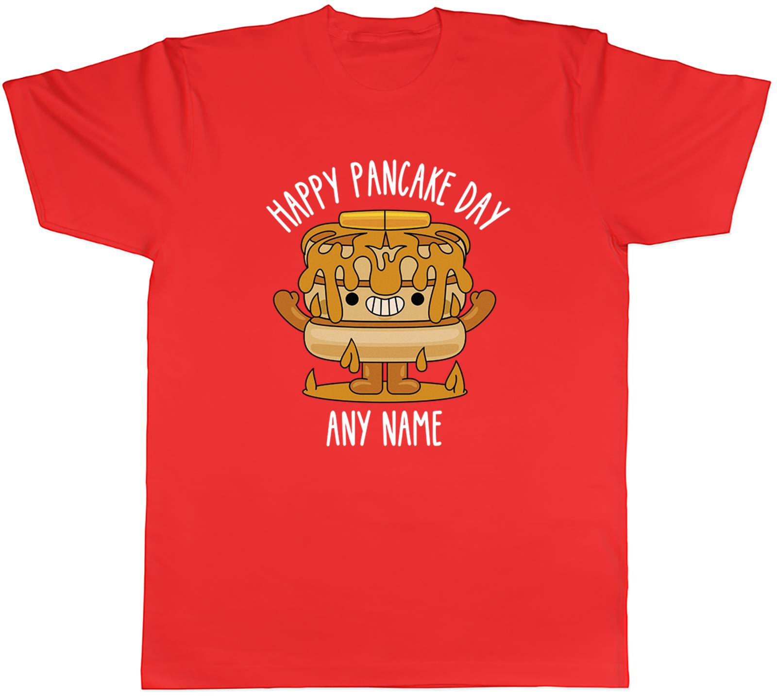 Personalised Any Name Happy Pancake Day Unisexs TShirt Tee Gift Top S