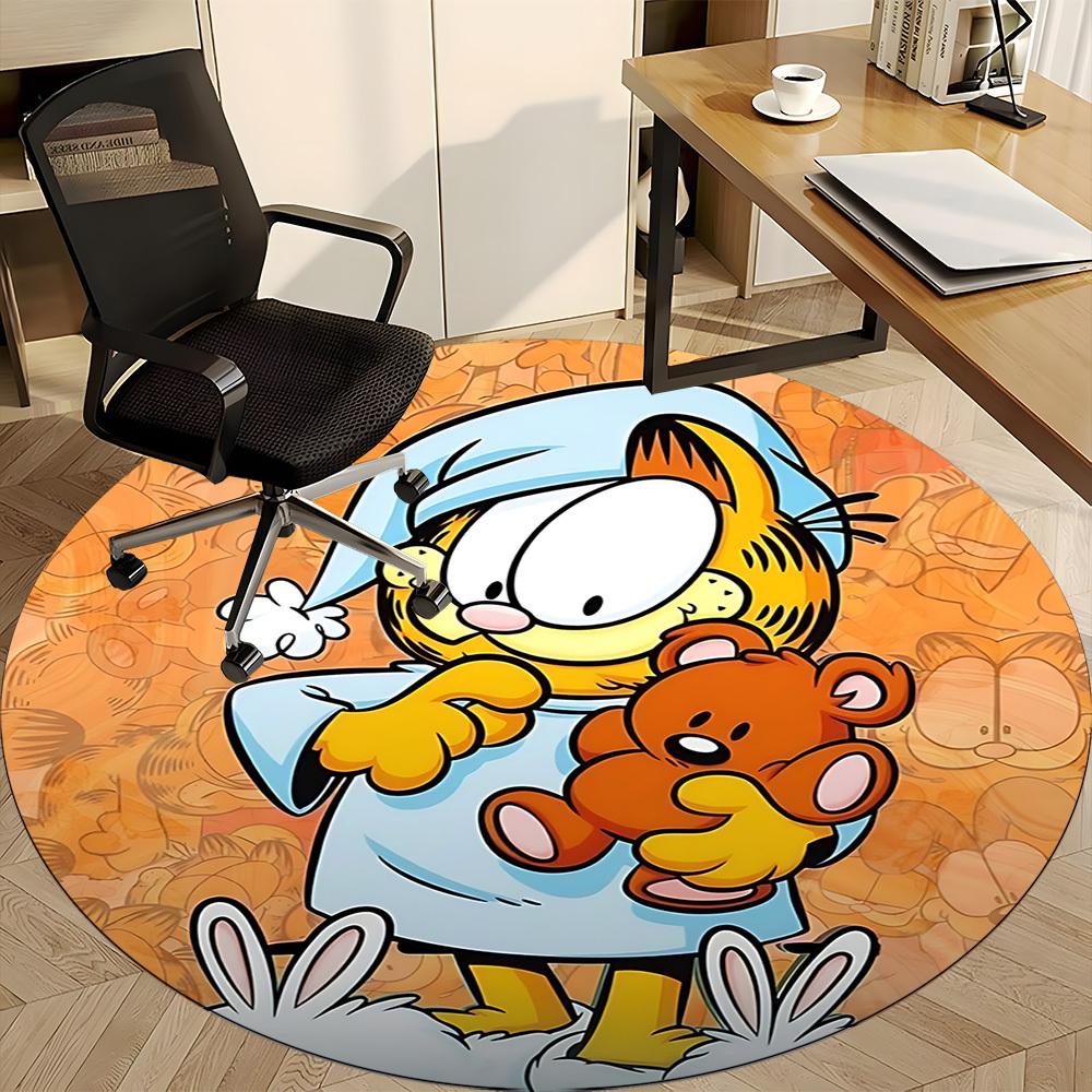 1pc Garfield Cat Office Round Area Rug, Under Office Chairs Bedroom Living Room Home Decor, Room Decoa1016132