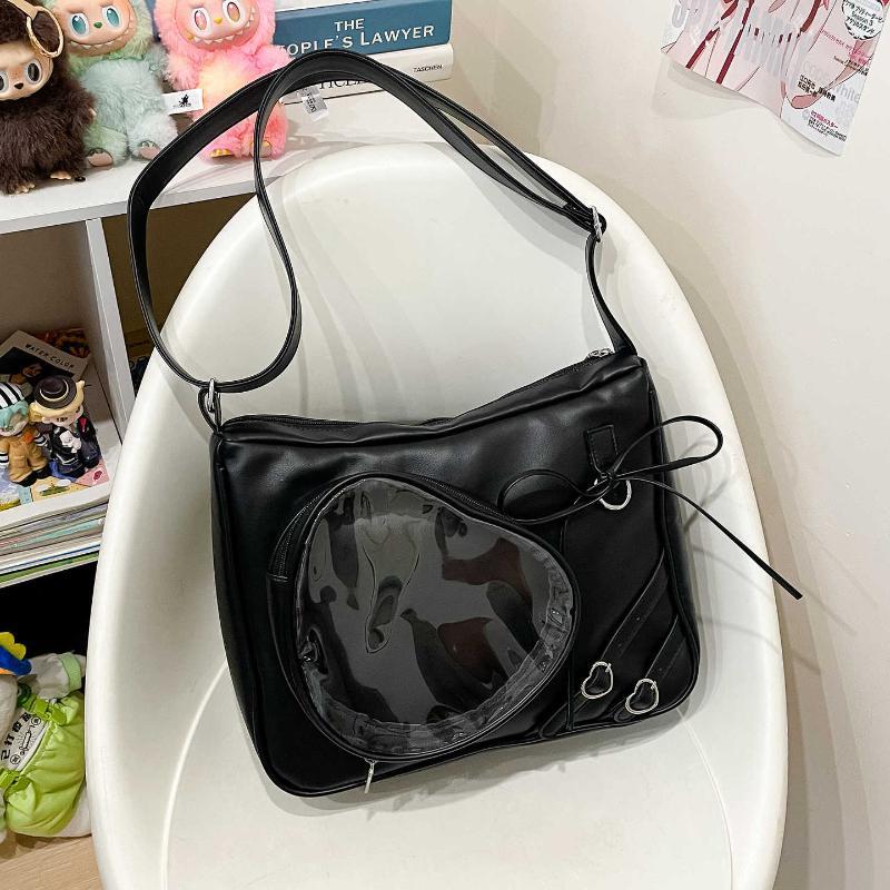 

Butterfly Knot Heart Blue Ita Bag Women Large Capacity Shoulder Bag Ladies Harajuku Bag Aesthetic Versatile Messenger Bag 2025 33x29x10cm чёрный