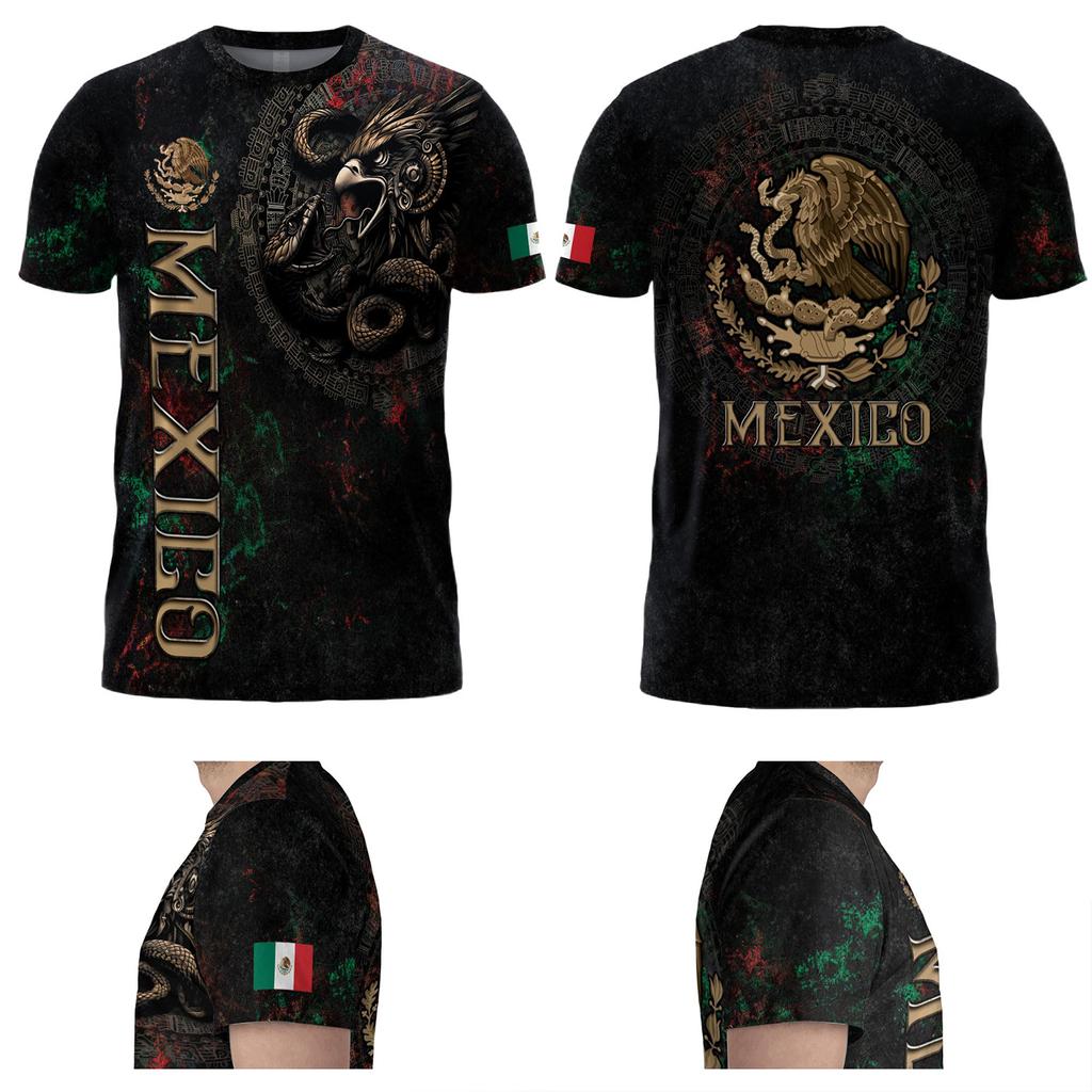 Men's Casual Short Sleeve T-Shirt Mexico Letter Print Crew Neck Lightweight Soft Fabric Comfortable Fit