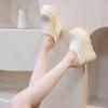 Fashion 14CM Ladies Summer Shoes Slip On Genuine Leather Fashion Women Wedge Slipper Platform Wedge Sandals Sandals