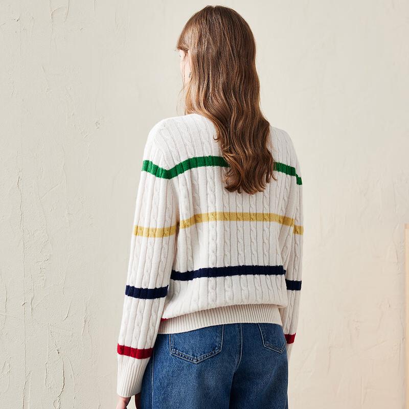 Komengboka Women's Striped 100% Wool Sweater