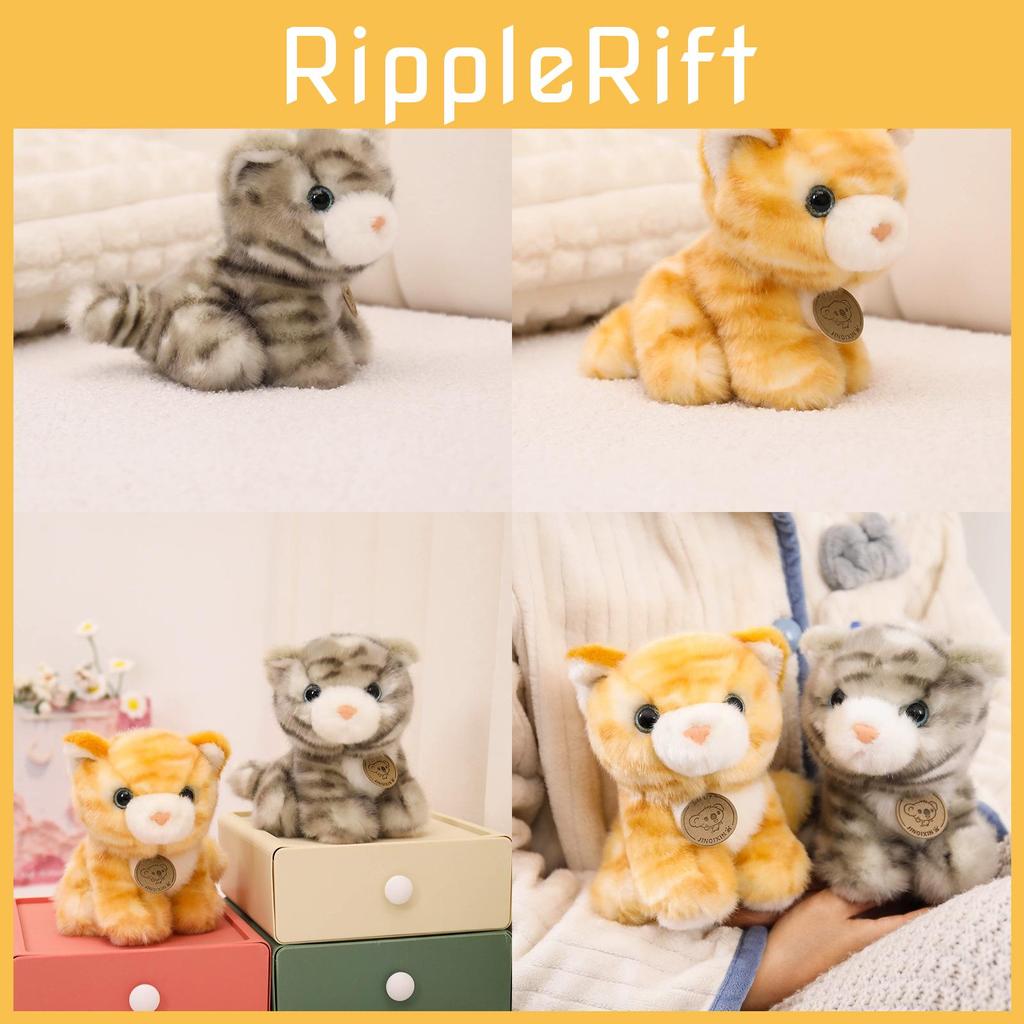 Gray And Adorable Yellow Plush Cat Doll With Realistic Patterns For Kids Collectors And