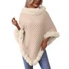 Women's Solid Color Wool Collar Pullover Sweater Thick Vintage Plaid Knitted Cloak Shawl For Party