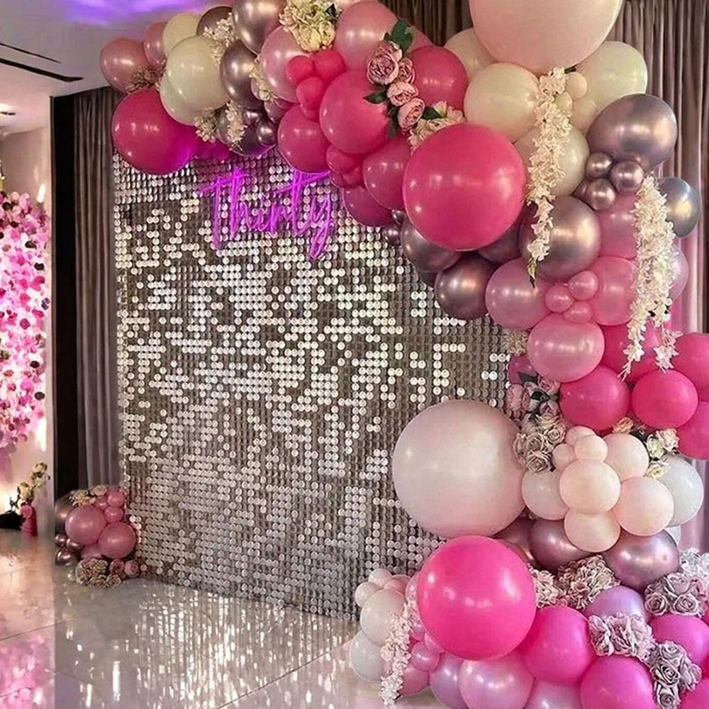 26/52Pcs Pink Latex Balloon Set With Sequins For Birthday Party Scene Decoration Wedding Anniversary Baby Shower 5