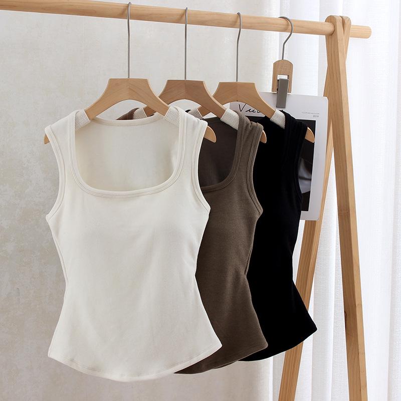 Women's 2025 Winter Korean-Style Slimming Warm Vest with Chest Pads - White, Non-See-Through