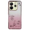 KADEM For Xiaomi Redmi Note 14 4G (163.25x76.55x8.16mm) Case Ring Kickstand TPU Flowers Phone Cover Gradient Glitter