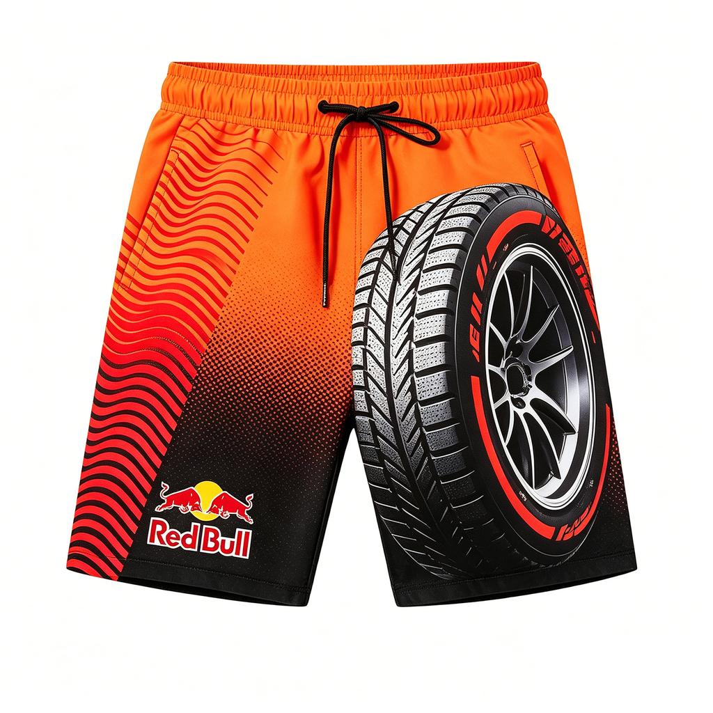 F1 Red Bull Motorsport Swim Shorts Men Summer Quick Dry Beach Board Shorts Casual Sports Racing Style Drawstring Swim Trunks