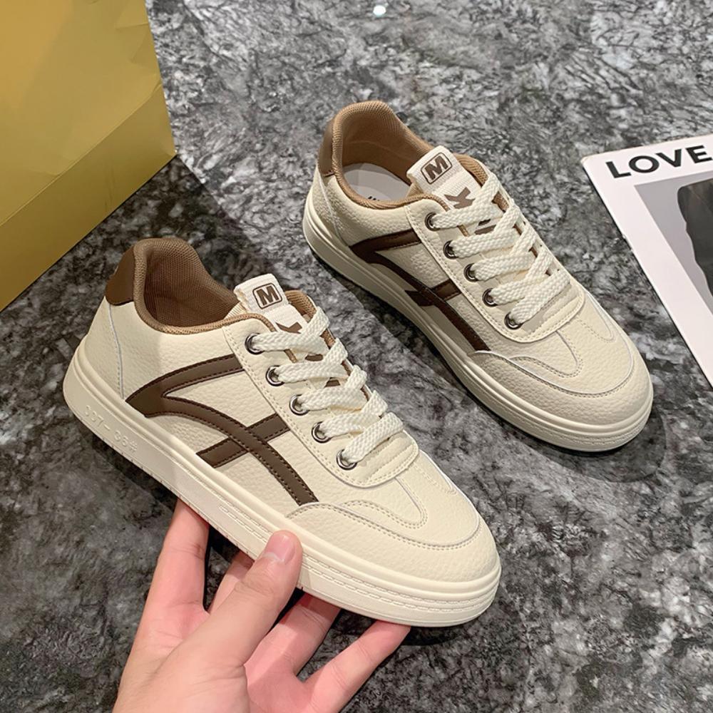 Leather White Shoes Women's Casual Versatile Flat Baseplate Shoes Women's Sports Shoes