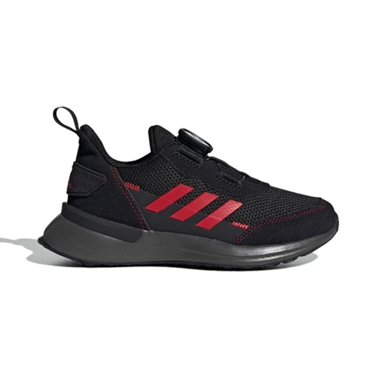 adidas Rapidarun Boa Cushioning Low Top Kids' Running Shoes Black Red Children Aged 3 7 Years Old FU7314
