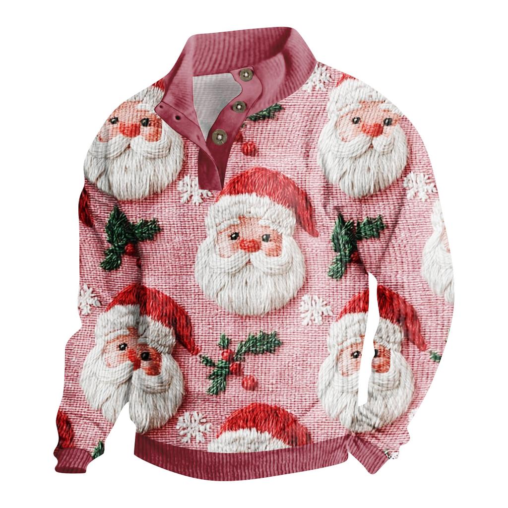 Ανδρικό Κορδούρο Πουκάμισο με Χριστουγεννιάτικη Εκτύπωση και Κουμπιά