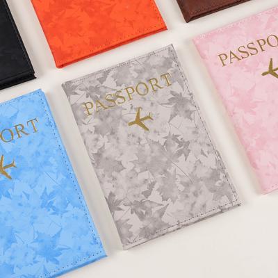 PU Leather Leaf Print Passport Cover Passport Holder Travel Wallet Plane Ticket Holder ID Card Holder Holiday Travel Accessories