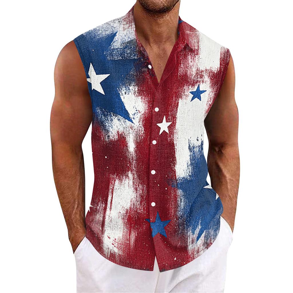 Men's Hawaiian Lapel Button-down Shirt T-shirt Top