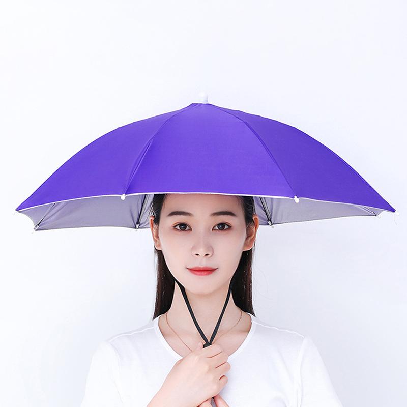 Kopfmontierter Regenschirm Faltbar Wasserdicht UV-Schutz Sonne Regen Kappe Für Outdoor Angeln Camping Strand Für Männer Frauen