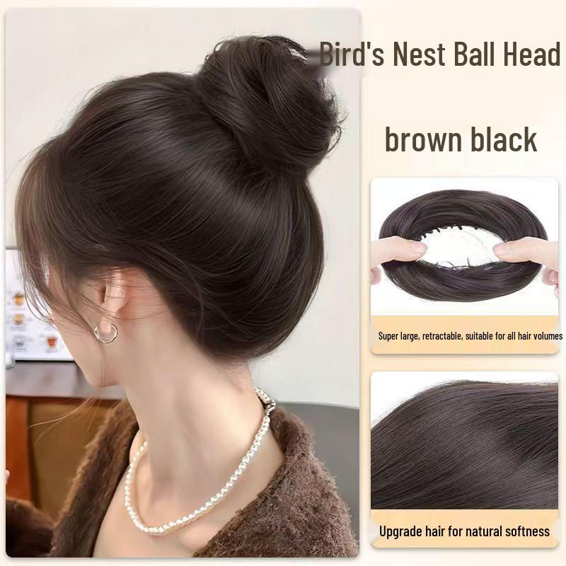New Bird s Nest Retractable Hair Tie and Bun Maker коричневый/чёрный