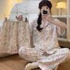 Spring And Summer Three-Piece Set, Cloud Cotton Can Be Worn Outside, Floral Can Be Worn Outside, Comfortable And Loose Pajamas And Loungewear