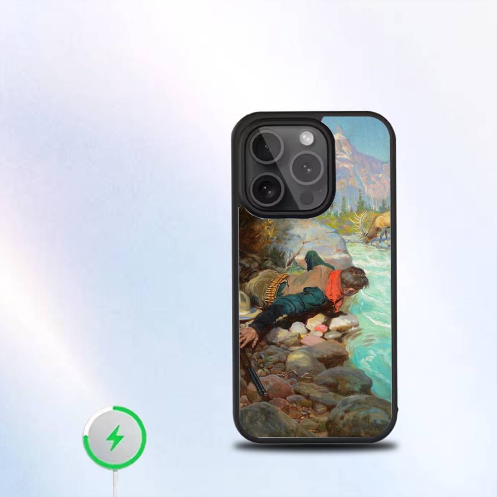 Hunting Fishing Man Phone Case For iPhone 17,16,15,14,13,12,11,Pro,Max,Plus,Mini,SE New Magsafe Magnetic Wireless Charging