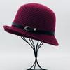 Autumn and winter basin hat wool hat bucket hat autumn and winter elegant and elegant temperament leather buckle new knitted versatile and elegant