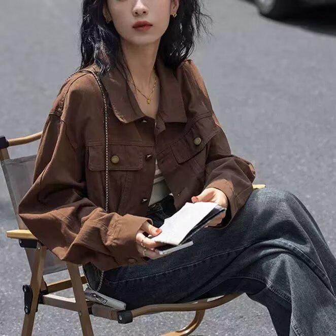 Women's Short Denim Cardigan - New 2025 Korean Style, Loose Fit, Retro, Versatile for Spring and Autumn