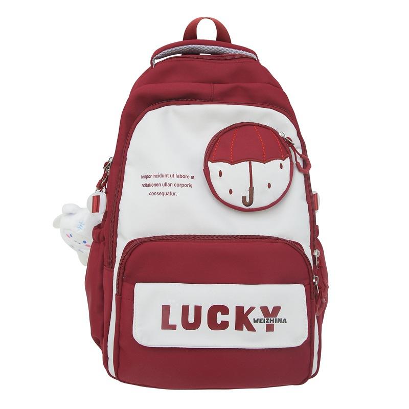 цвет большая вместимость снижение нагрузки студенческий школьный рюкзак средняя школа старшая школа принт с буквами рюкзак . красный