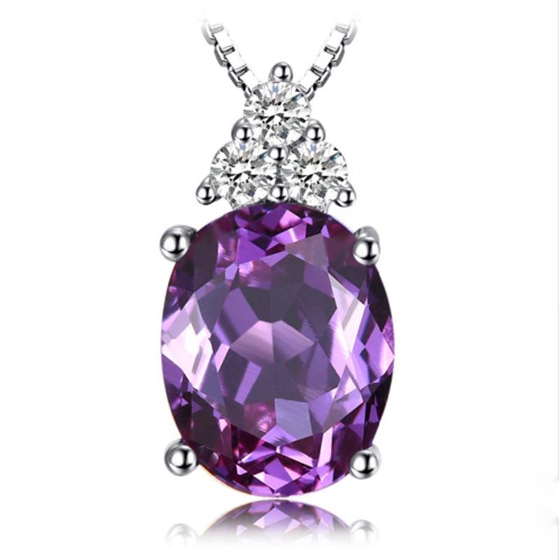 S925 Sterling Silver Jewelry Platinum Plated Violet Color Treasure European Beauty Ring Necklace Earring Jewelry Set