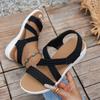 Women Plus Size Casual Cross Strap Flat Sandals Open Toe Slip On Lightweight Comfortable Summer Footwear for Daily Use