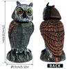 Owl Scare Bird Control Devices 360° Rotating Head Waterproof Eye Flash Garden Decorations Sculptures and Statuettes