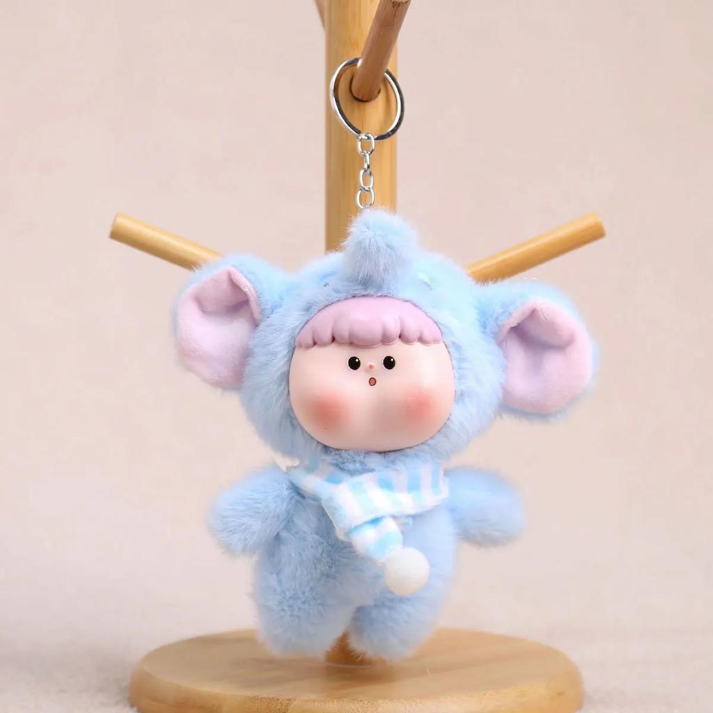 Plush Animal Cosplay Baby Doll Toys Kawaii Keychain Women's Bag Pendant Plush Keychain Student Backpack Decor Kids Birthday Gift