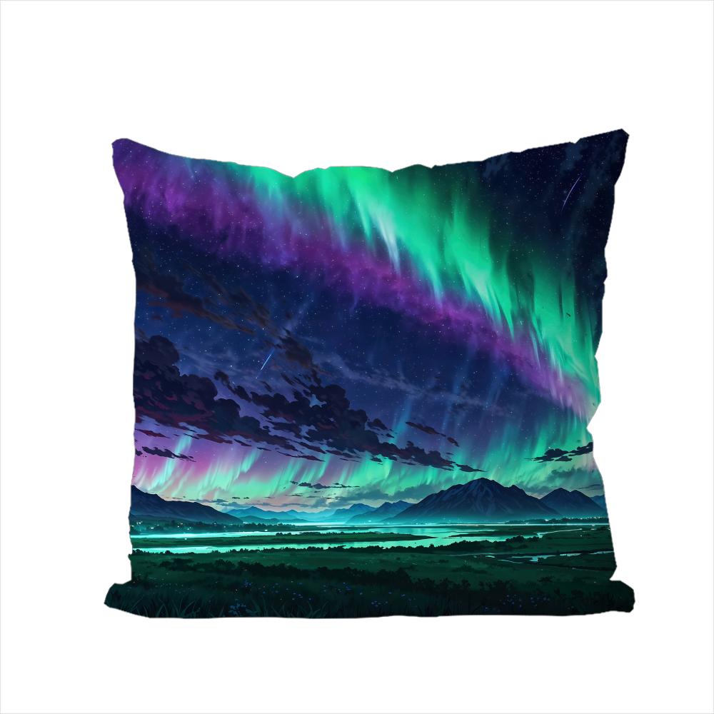 Polar Lights Pillow Case For Car Sofa Decorative Home Doublesided Print Plush Square Throw Pillow Cushion Cover