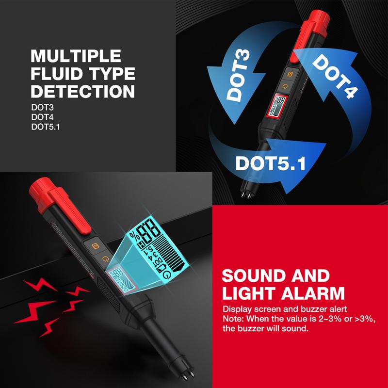 Car Brake Fluid Tester High-Precision Hydraulic Fluid Liquid Tester Pen Oil Moisture Tester For Professional Technicians