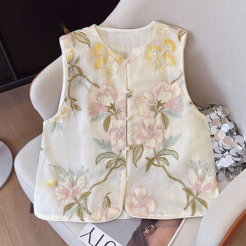 

New fashion 2025 high-end vest summer retro temperament top women M (under 50kg recommended)