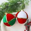 Round Soft Fabric Holiday Ornament with Ribbon Accent and Display Cord for Party Photos, Entryways and Seasonal Displays