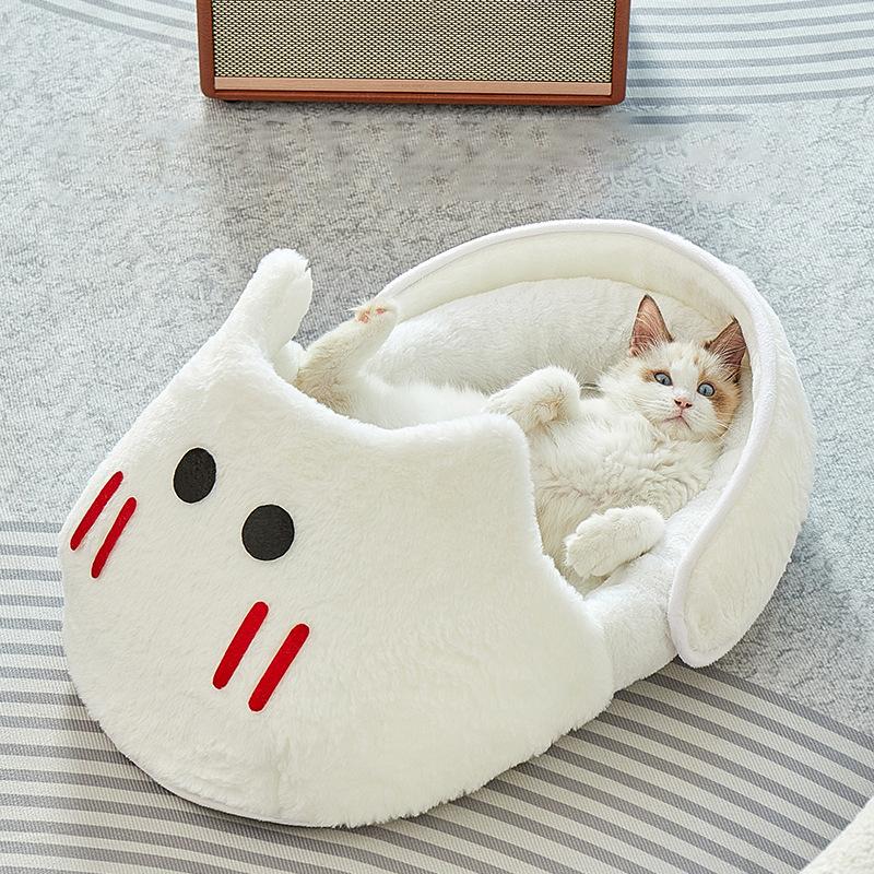 Cat Kennel Winter Warm Slippers Pet Kennel All Season Universal Breathable Non Slip Gray Dog Kennel