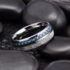 Fashion 8mm Men CopperColor Stainless Steel Ring Vintage Meteorites and Blue Carbon Fiber Rings For Men Wedding Band Jewelry