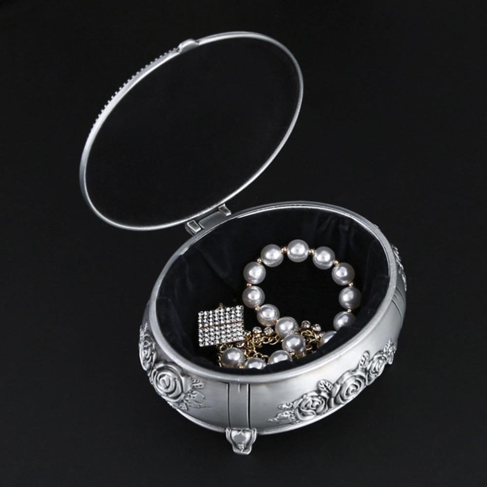 Emboss Alloy Jewelry Storage Box Trinket Jewelry Box  Christmas Birthday Valentine Mother's Day