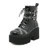 Fashion Punk Style Women Boots Fashion Wedge Heeled Boots High Quality Patent Leather Boot Casual Platform Boots for Women Zapatos Mujer