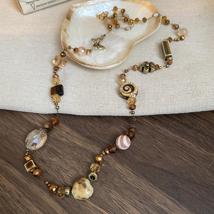 Bohemian vacation wind beaded necklace light luxury personality collarbone chain necklace