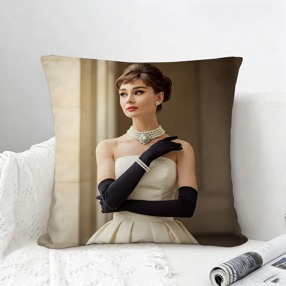 Actress Audrey Hepburn Cushion Cover Natural Linen Pillowcase Set AllinOne Decor for Sofa Bedroom  Chair