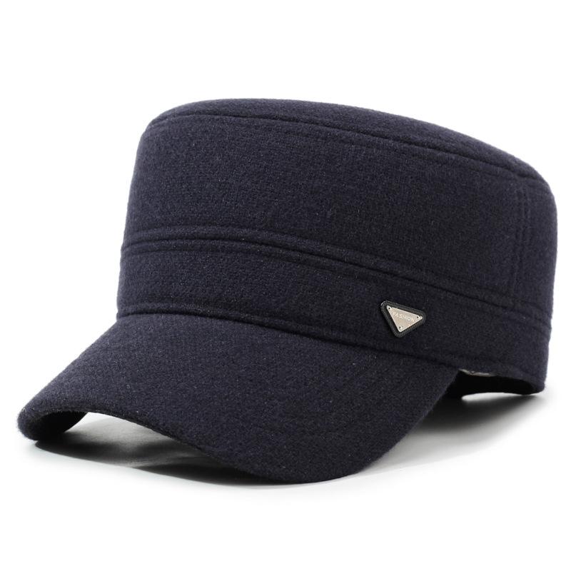 Winter Men's Hat Velvet Thick Ear Protection Wool Flat Cap Middle-Aged Outdoor Warm Cotton Hat