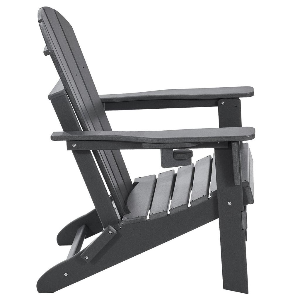 Adirondack Chair Plastic Set of 2 All-Weather Folding Fire Pit Gray