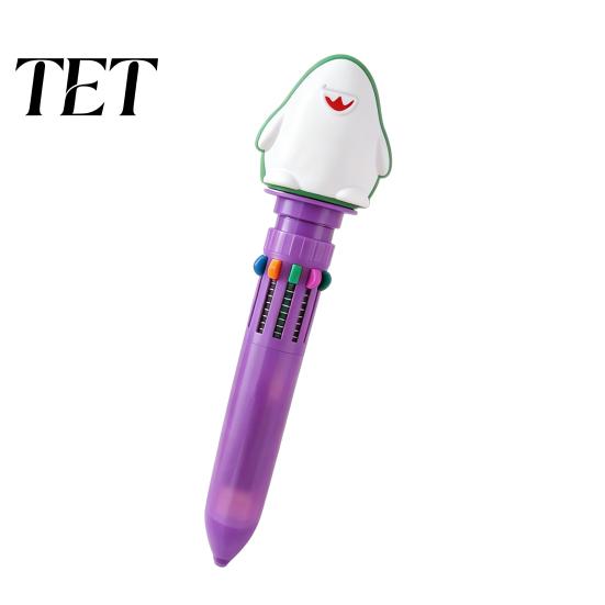 Portable Stationery for Pencil Case 10 in 1 Cartoon Ballpoint Pen, Multicolor Press Retractable Pens, Creative Pens with Avatar Toppers Smooth Writing