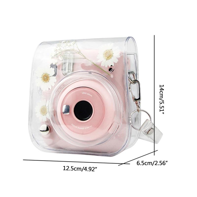 for Mini 11 Crystal Transparent Protective for Case Cover Bag Instant Camera Bag for Shell with Strap Replacement