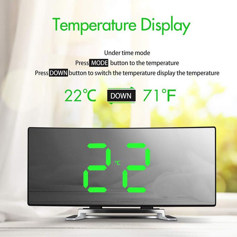 Digital Alarm Clock Curved Dimmable Led Sn Digital Clock For Kids Bedroom