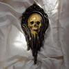 Skull Wall Art Handmade Liquid Surreal Skull Painting Gothic Framed Wall Decor for Halloween