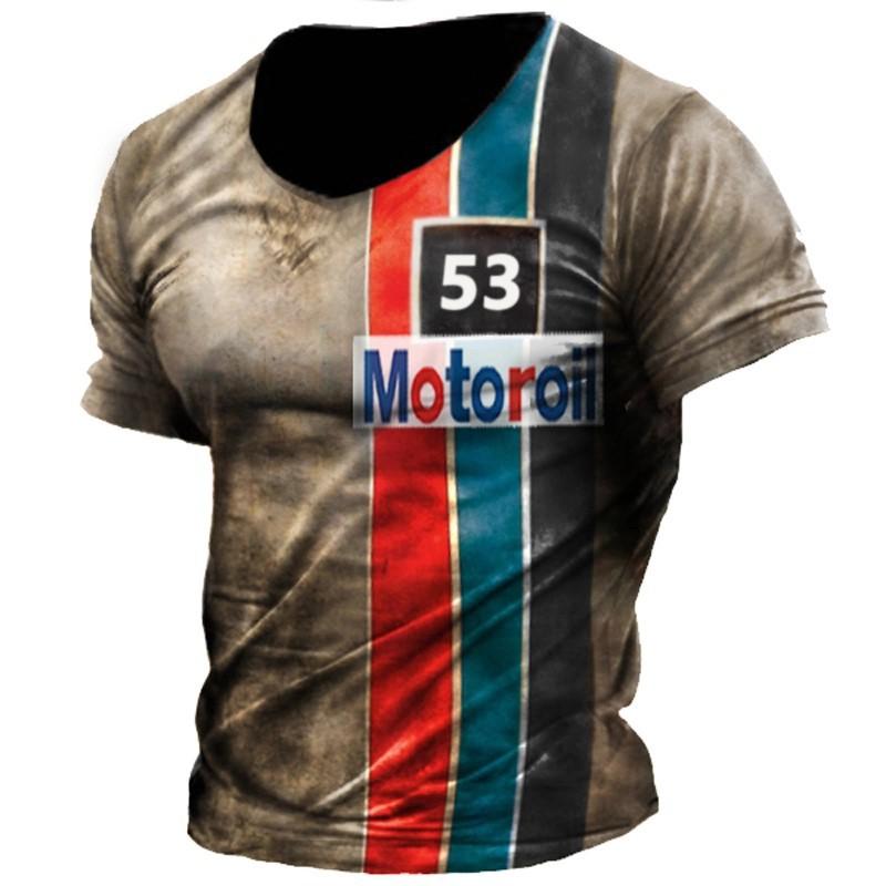 Vintage Motorcycle T Shirt For Men 3d Print Mobil Short Sleeve T-shirts Retro Men's Racing T-shirt Oversized Biker Tees Tops 66