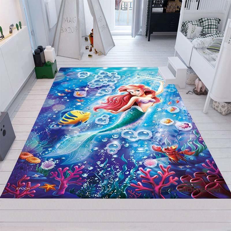 Cute Cartoon The Little Mermaid Ariel Princess Rug, Bedroom Playmat, Living Room Rug, Home Decor, Holiday Gift